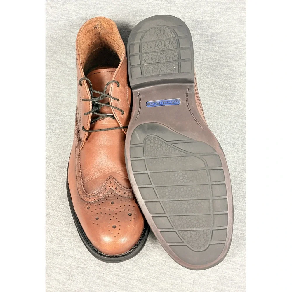 Nunn Bush Mens Tan‎ Leather Wingtip Chukka Boots Memory Foam 9.5M 81464-255